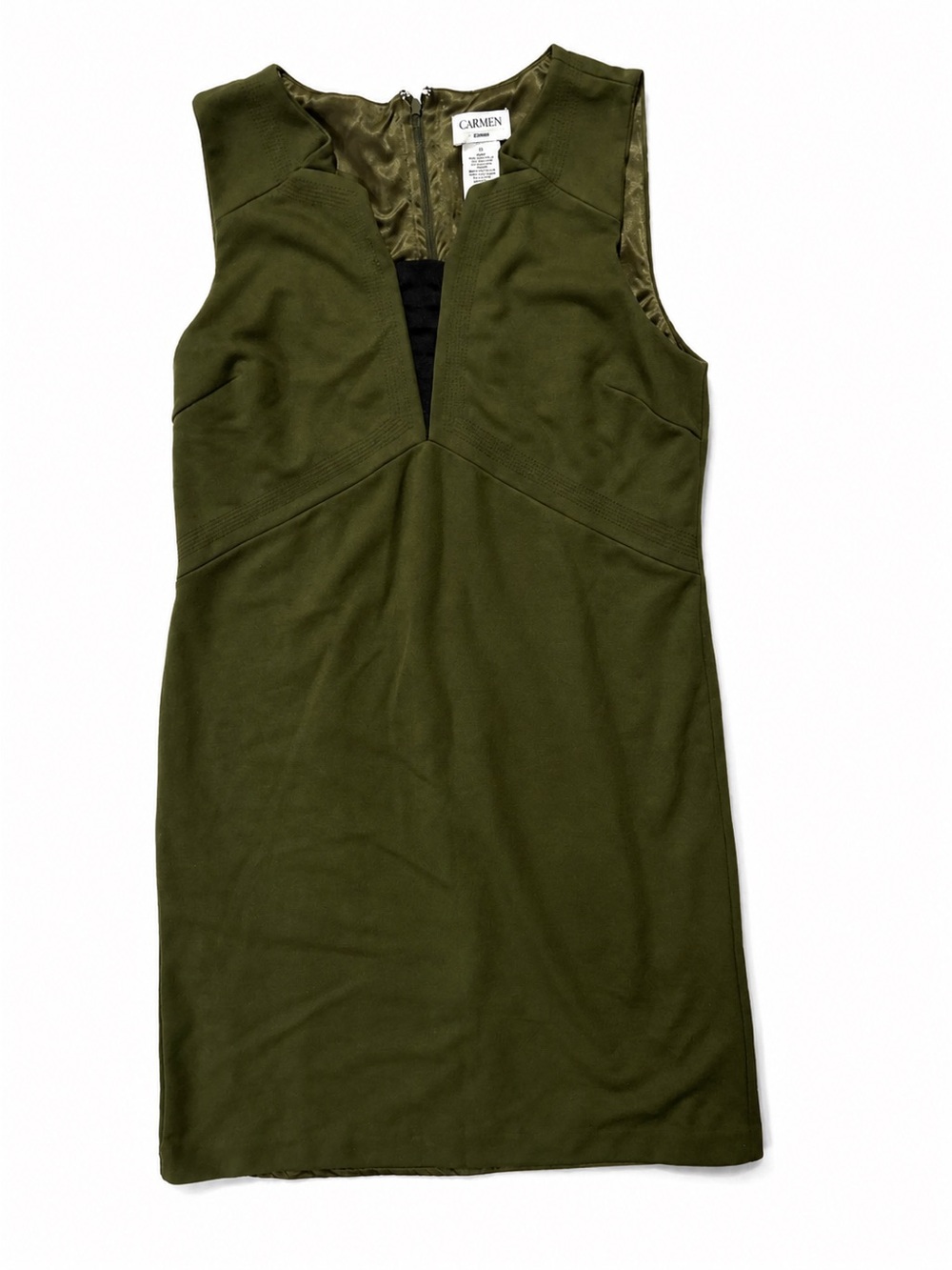 Carmen Marc Valvo Olive-Tone Sheath Dress